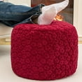 thumbnail image 1 of Foot Rest Stuffed Round Boho Floor Poof Seating Armchair Foot Stool Floor Cushion Bean Bag Pouf 18x18x14 Inch Burgundy, 1 of 9