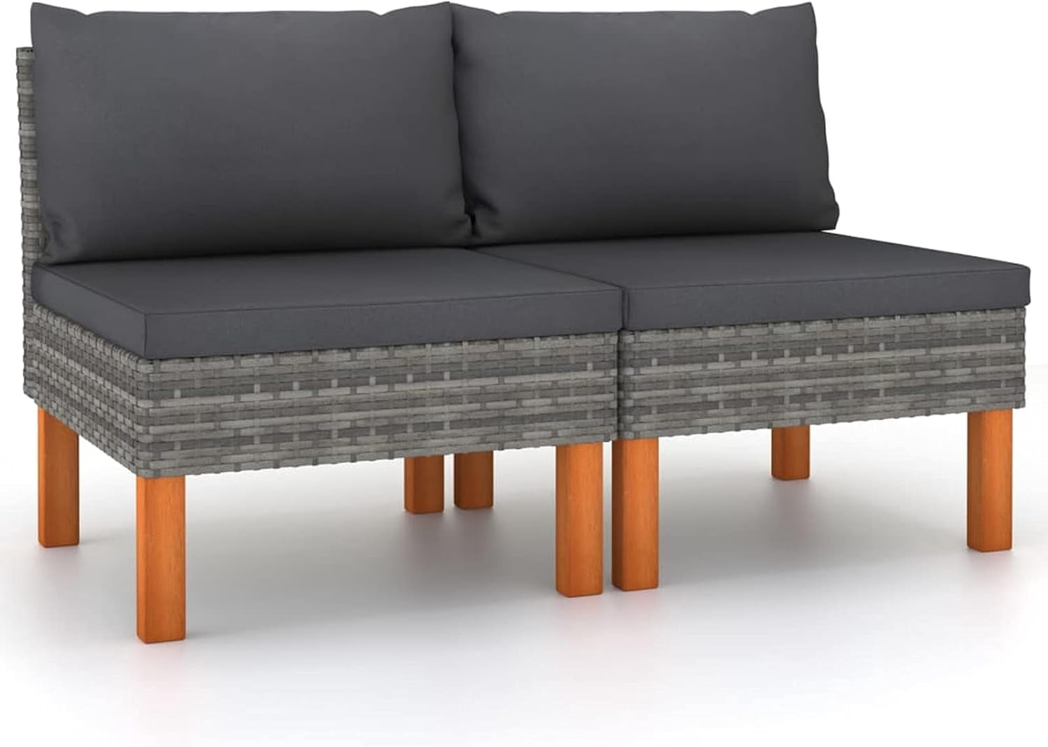Ottoman, Footstool Poly Rattan and Solid Eucalyptus Wood Gray - Walmart.com