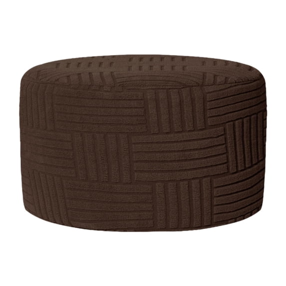 Ottoman Footstool Slipcover Stretch Cover Round Protector Soft Fabric for Home Living Room Bedroom