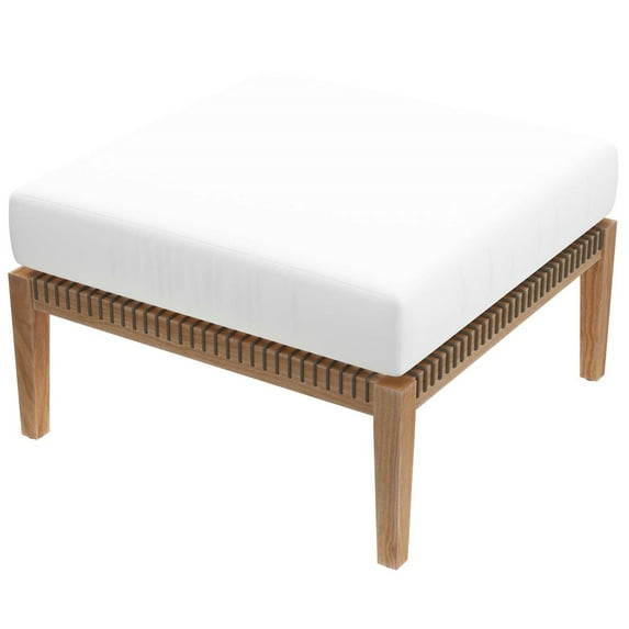 Ottoman Lounge Chair, Grey Gray Natural, Teak Wood, Outdoor Patio Balcony Cafe Bistro Garden Hospitality Restaurant, Modern Contemporary HB34221