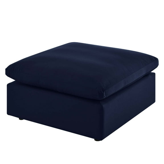 Ottoman Lounge Chair, Sunbrella, Blue Navy, Fabric, Modern Contemporary, Outdoor Patio Balcony Cafe Bistro Garden Furniture Hotel Hospitality