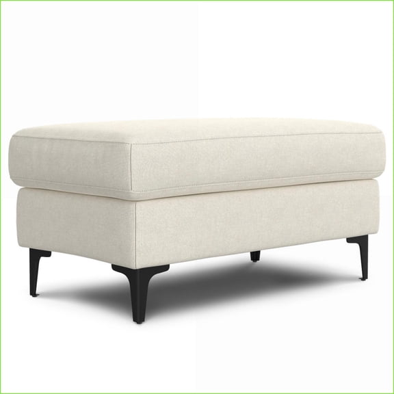 Ottoman, Mid-Century Modern Cream Performance Fabric | Foot Stool | 300 lbs Capacity | Cream