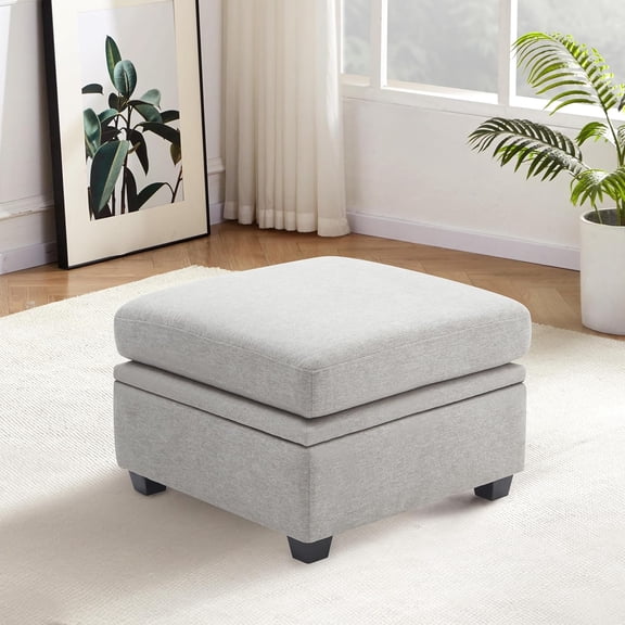Ottoman Module for Modular Sectional Sofa with Storage, Ottoman Seat for Customizable Sectional Sofa Couch, Grey
