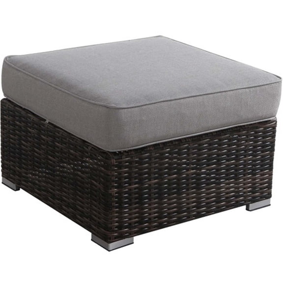 Ottoman Outdoor Patio Foot Rest - Brown with Mist Cushions, Perfect Ottoman Outdoor for Patio, Deck, Porch & Balcony Relaxation