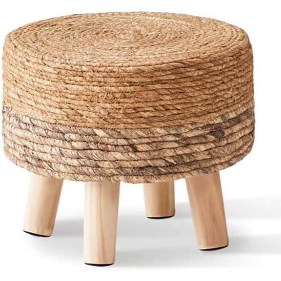 Ottoman Outdoor Sea Grass Stool Poufs Hand Woven Round Foot Stool for Sofa Desk Soft Step Stool Padded Foot Rest Multiple Colors Decorative Furniture Natural/Brown