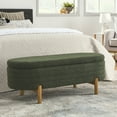 thumbnail image 1 of Ottoman Oval Storage Bench,Rubber Wood Leg,Green(46."X17.7"X10.8"),Green Foam Furniture Primary Living Space Ottomans, 1 of 10