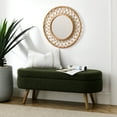 thumbnail image 1 of Ottoman Oval Storage Bench,Rubber Wood Legs, Green(43.5"x16"x16"), 1 of 12