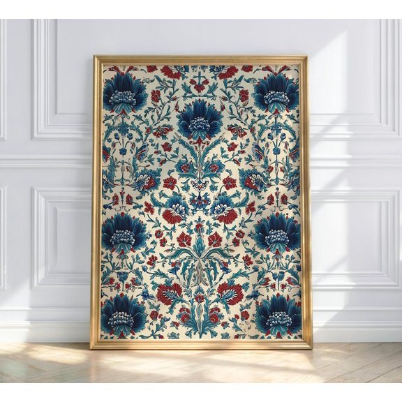 Ottoman Pattern Turkish Ceramic Wall Art Decor Unframed Paper Print