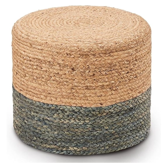 Ottoman Poof, Natural Seagrass Poufs, Hand Weave Round Footstool, Pouffe Accent Chair, Home Decorative Seat, Boho Deco Floor Chair for Living Room, Bedroom (18inch 68LE)