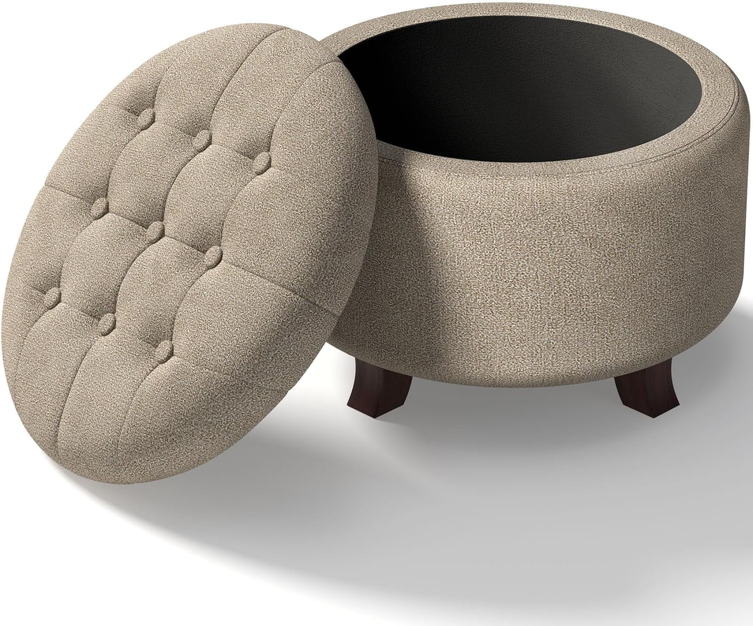 Ottoman,Round Foot Rest Stool, Upholstered Large Ottoman Chair with ...