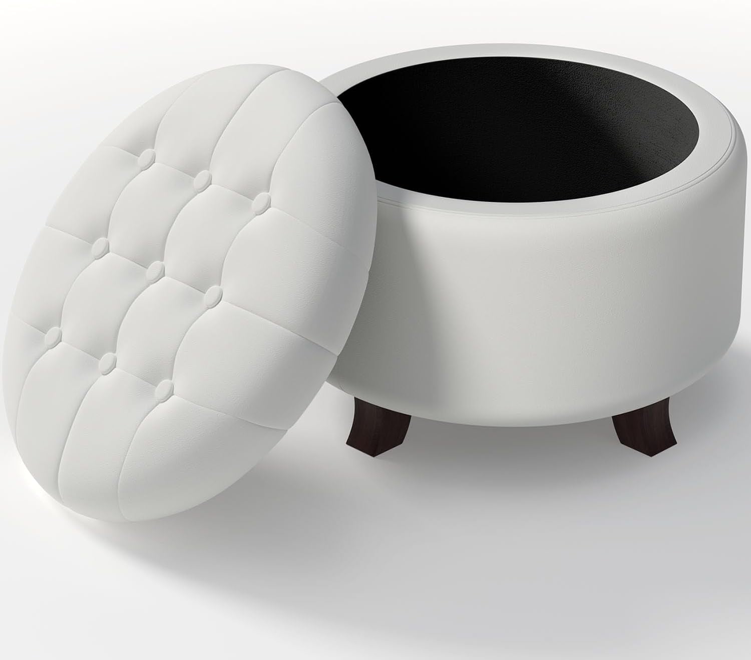 Ottoman,Round Leather Foot Rest Stool, Upholstered Large Ottoman Chair ...
