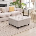 thumbnail image 1 of Ottoman with Storage, 35" Extra Large Storage Ottoman Coffee Table with Lift Top, Oversized Square Ottoman with Storage for Living Room, Tufted Linen Ottoman Foot Rest for Bedroom, 1 of 8