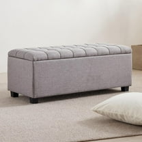 Ottoman with Storage 38 inches,Grey Furniture End of Bed Benches, Long Ottomans  with hinged lid,Storage  seat Trunk for Foot Rest in Bedroom, Living Room
