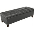 thumbnail image 1 of Ottoman with Storage, 51 Inch End of Bed Storage Ottoman Bench, Faux Leather Upholstered Ottomans with Hinged Lid, Rectangle Long Foot Rest Bench for Entryway Living Room Bedroom Gray, 1 of 16