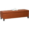 thumbnail image 1 of Ottoman with Storage, 51 Inch End of Bed Storage Ottoman Bench, Faux Leather Upholstered Ottomans with Hinged Lid, Rectangle Long Foot Rest Bench for Living Room Bedroom Red Brown, 1 of 17