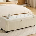 thumbnail image 1 of Ottoman Storage Bench for Bedroom End of Bed,Rectangular Entryway and Window Bench with Storage,Upholstered Fabric Ottoman Bench for Living Room, Hallway(White), 1 of 6