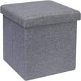 thumbnail image 1 of Ottoman Storage Ottoman Cube 12" L Linen Footrest Footstools Mrmosy Folding Storage Box Gray, 1 of 9