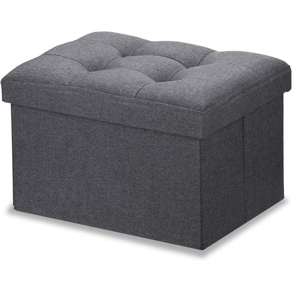 Ottoman Storage Ottoman with Storage Small Foot Rest Stool Under Desk Stool Short Folding Footrest Linen Cloth Dark Gray 16X12X12IN