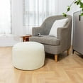 thumbnail image 1 of Ottoman Stuffed with PP Cotton Pouf Filler, Velvet Floor Pouf,Round Ottoman Foot Stool Cushion Storage Ottoman, 20 * 12 Inches Foot Rest for Living Room, Home Decor (Ivory Stripe), 1 of 18