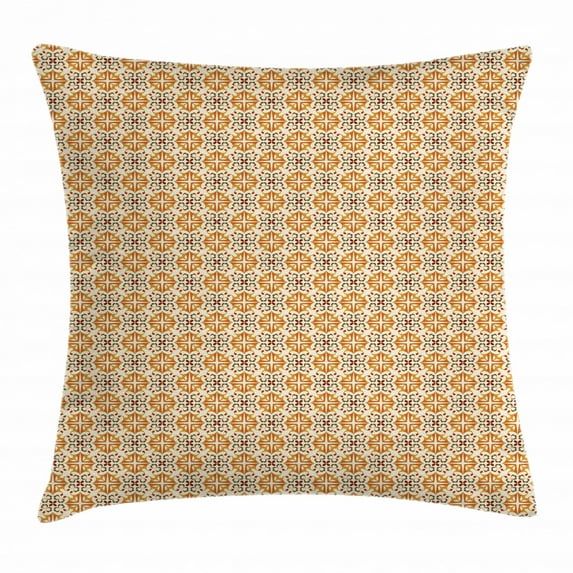 Ottoman Throw Pillow Cushion Cover, Arabesque Mosaic Artwork with Vintage Floral Motifs and Oriental Rhombus Shapes, Decorative Square Accent Pillow Case, 16 X 16 Inches, Multicolor, by Ambesonne