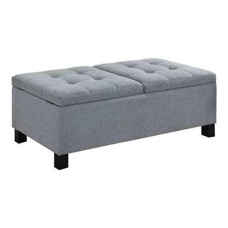 Ottoman with Hidden Storage Compartment, Gray & Black - Wooden
