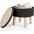 thumbnail image 1 of Ottoman with Storage, Small Foot Stool Ottoman with Legs, Velvet Foot Rest for Couch, Living Room and Bedroom - Black, 1 of 14