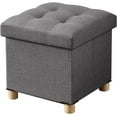 thumbnail image 1 of Ottoman with Storage, Small Storage Ottoman, Folding Foot Stool with Wood Legs for Living Room and Bedroom Linen Rest Seat, 15"x15"x15" - Gray, 1 of 12