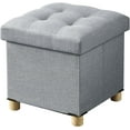 thumbnail image 1 of Ottoman with Storage, Small Storage Ottoman, Folding Foot Stool with Wood Legs for Living Room and Bedroom Linen Rest Seat, 15"x15"x15" - Light Gray, 1 of 12