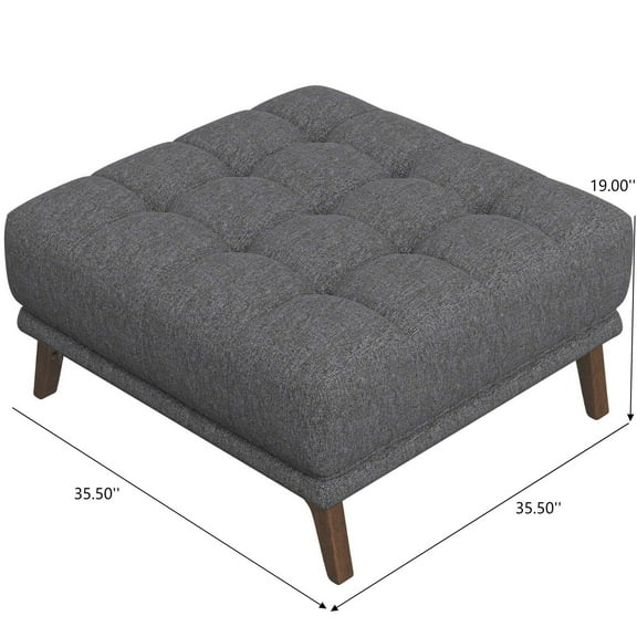 (Not Include Sofa),Addison Square Upholstered Ottoman,Dark Gray Large Ottomans,Linen,Solid Wood Living Room Ottomans,Furniture Primary Living Space Ottomans Addison Square Upholstered Ottoman