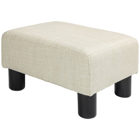 Ottomans With Storage HOMCOM Ottoman Foot Rest, Small Foot Stool with Linen Fabric Upholstery and Plastic Legs, Cube Ottoman for Living Room, Beige,Living Room Ottomans
