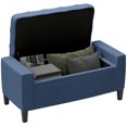 thumbnail image 1 of Ottomans With Storage HOMCOM Storage Ottoman, Linen Upholstered Storage Bench with Lift Top and Button Tufted for Living Room, Dark Blue,Living Room Ottomans, 1 of 10