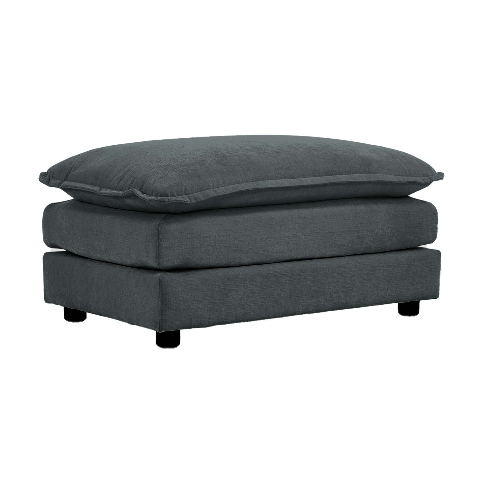 Ottomans With Storage Chenille Fabric Ottomans Footrest to Combine with 2 Seater Sofa, 3 Seater Sofa and 4 Seater Sofa, Grey Chenille,Large Ottomans