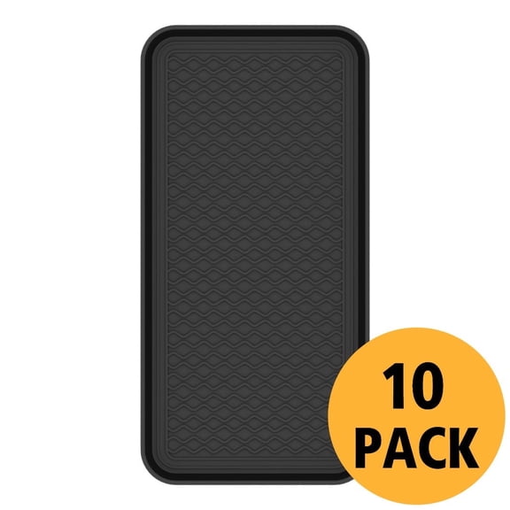 Ottomanson 10 Pack Multi-Purpose Boot Tray 15" x 30" Waterproof Shoe Mat Traps Mud & Dirt, Ideal for Entryway, Mudroom, Pets, Plants – Black
