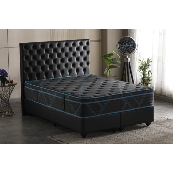Ottomanson 13" Full Plush Euro Top Hybrid Mattress with Pocket Coils, Pressure Relief, CertiPUR-US & Bed in a Box