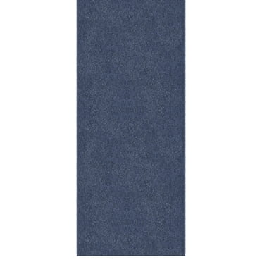 Ottomanson 2'7" x 5' Non-Slip Area Rug for Living Room Stain-Resistant Custom Size Carpet, Blue