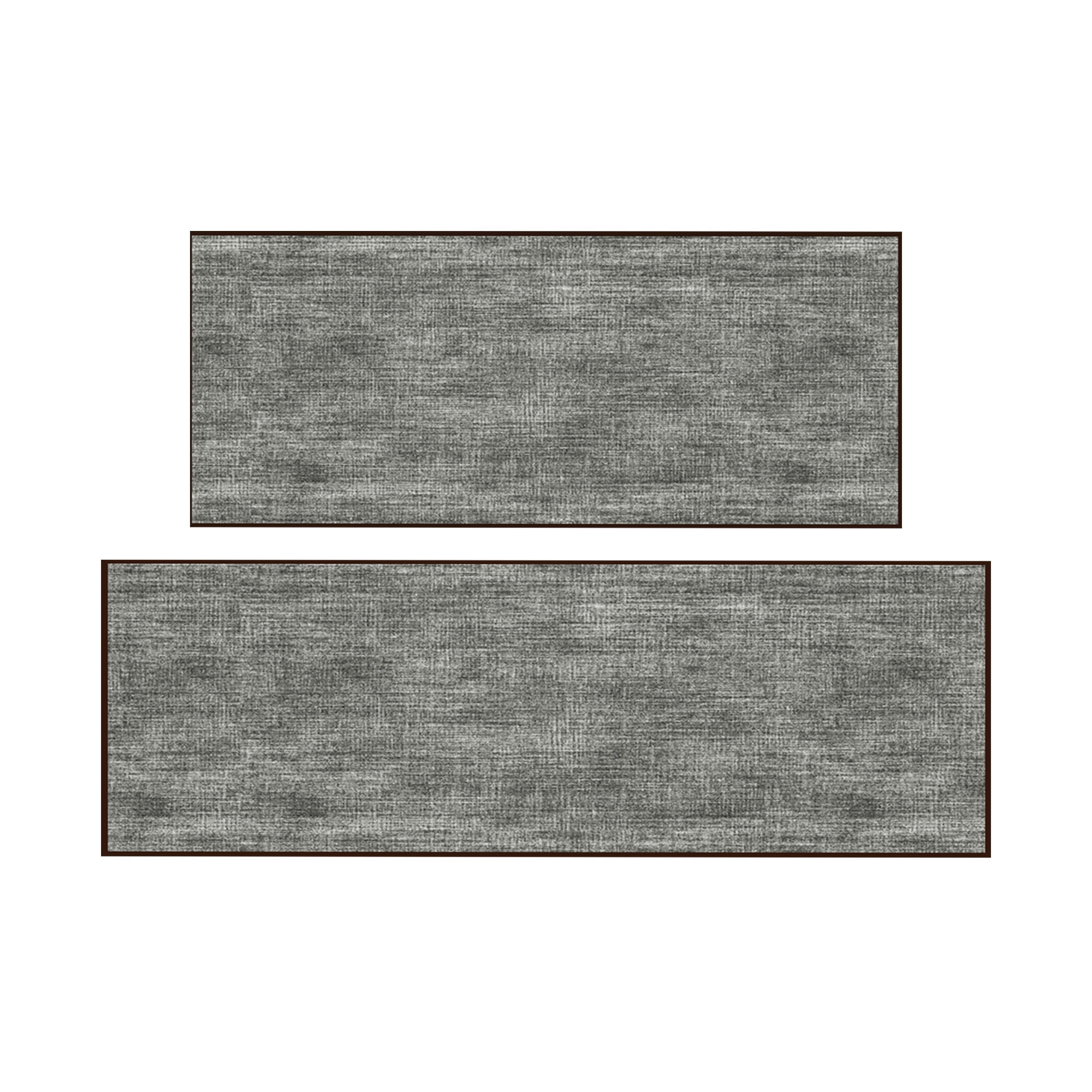 Ottomanson 2-Piece Kitchen Rug Set, Non-Slip Washable Hallway Runner & Floor Mat for Sink 22.5" x 48" + 22.5" x 60" Solid Brown
