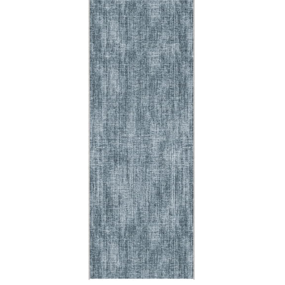 Ottomanson 2-Piece Kitchen Rug Set, Non-Slip Washable Hallway Runner & Floor Mat for Sink 1'11" x 4' + 1'11" x 5' Solid Greyish Blue