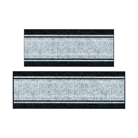 Ottomanson 3-Piece Kitchen Rug Set, Non-Slip Washable Hallway Runner & Floor Mat for Bathroom 22.5" x 36" + 22.5" x 48" + 22.5" x 60" Border Gray