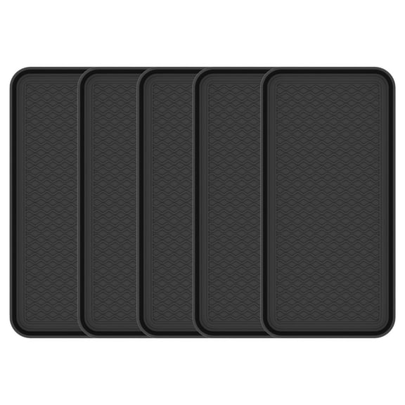 Ottomanson 5 Pack Multi-Purpose Boot Tray 15" x 30" Waterproof Shoe Mat Traps Mud & Dirt, Ideal for Entryway, Mudroom, Pets, Plants – Black