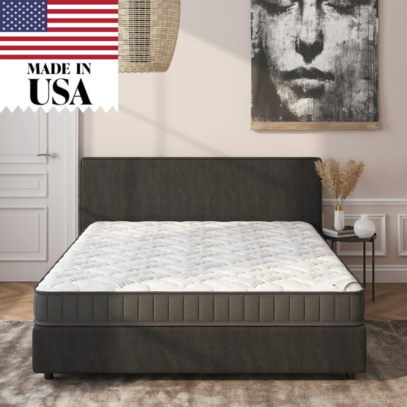 Ottomanson 7.5" Queen Medium-Firm Mattress with Bonnell Coil Innerspring for Support, Bed in a Box, Fiberglass-Free