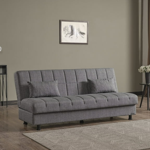 Ottomanson 75" Convertible Sofa Couch for Living Room, Chenille Modern Sofa Bed with Storage, Gray