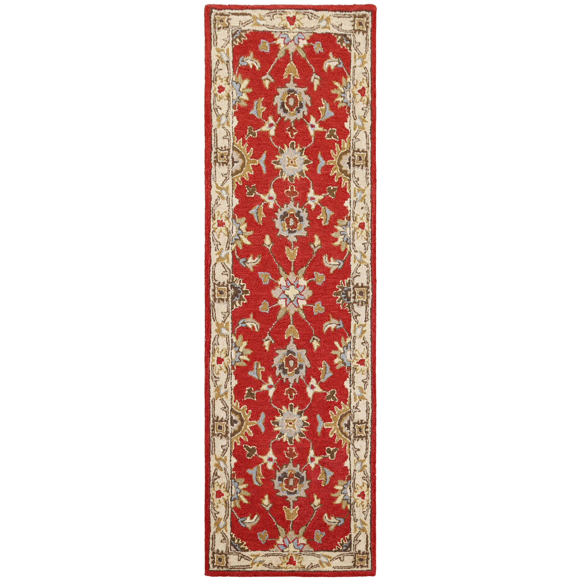 Ottomanson Agra Mahal 2x8 Indoor Handmade Wool Runner Rug, 2'3" x 7'6", Rust/Beige
