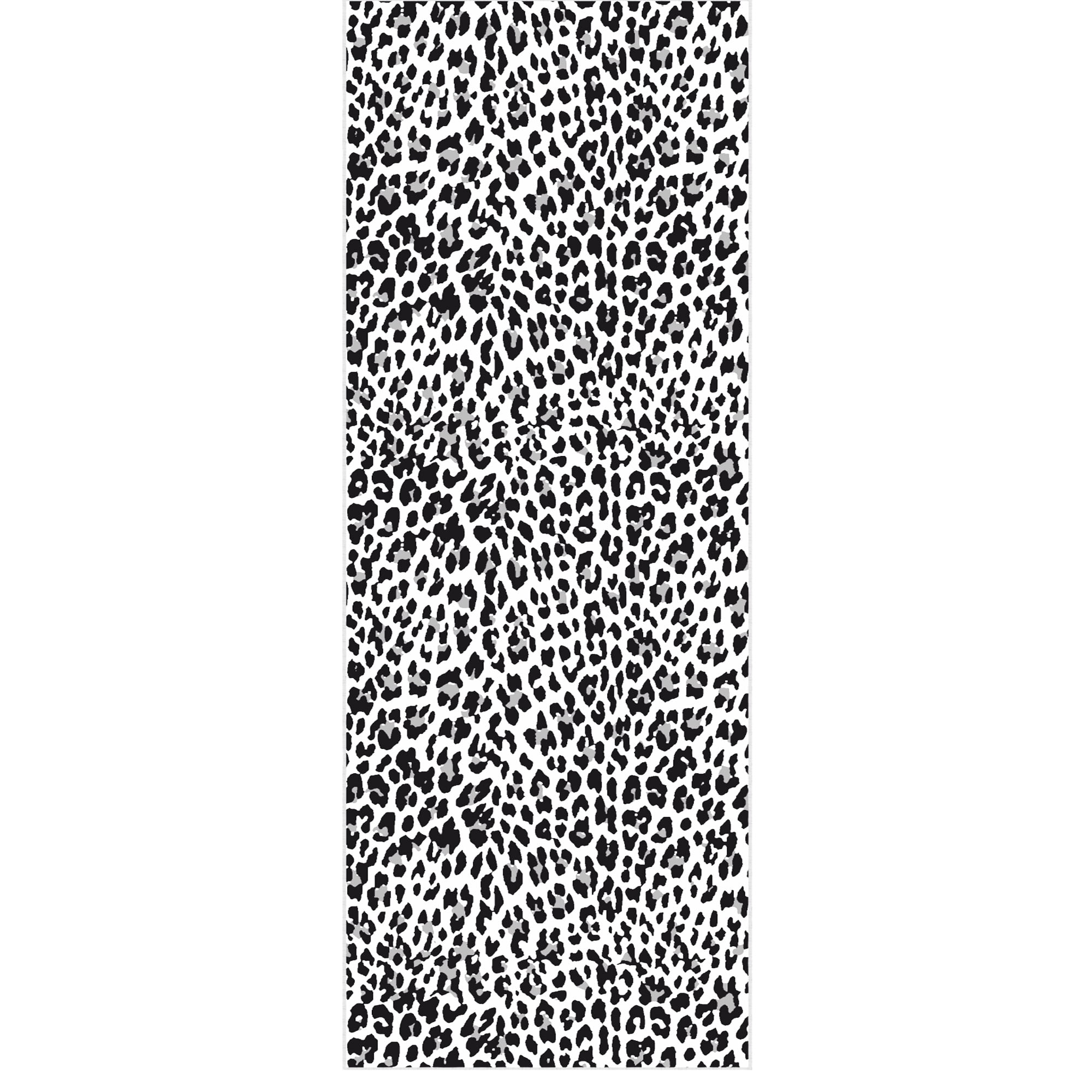 Ottomanson Aisle Runner Rug 1'10.5" x 27' Soft Non-Slip Indoor Rug, Leopard Print Black & White