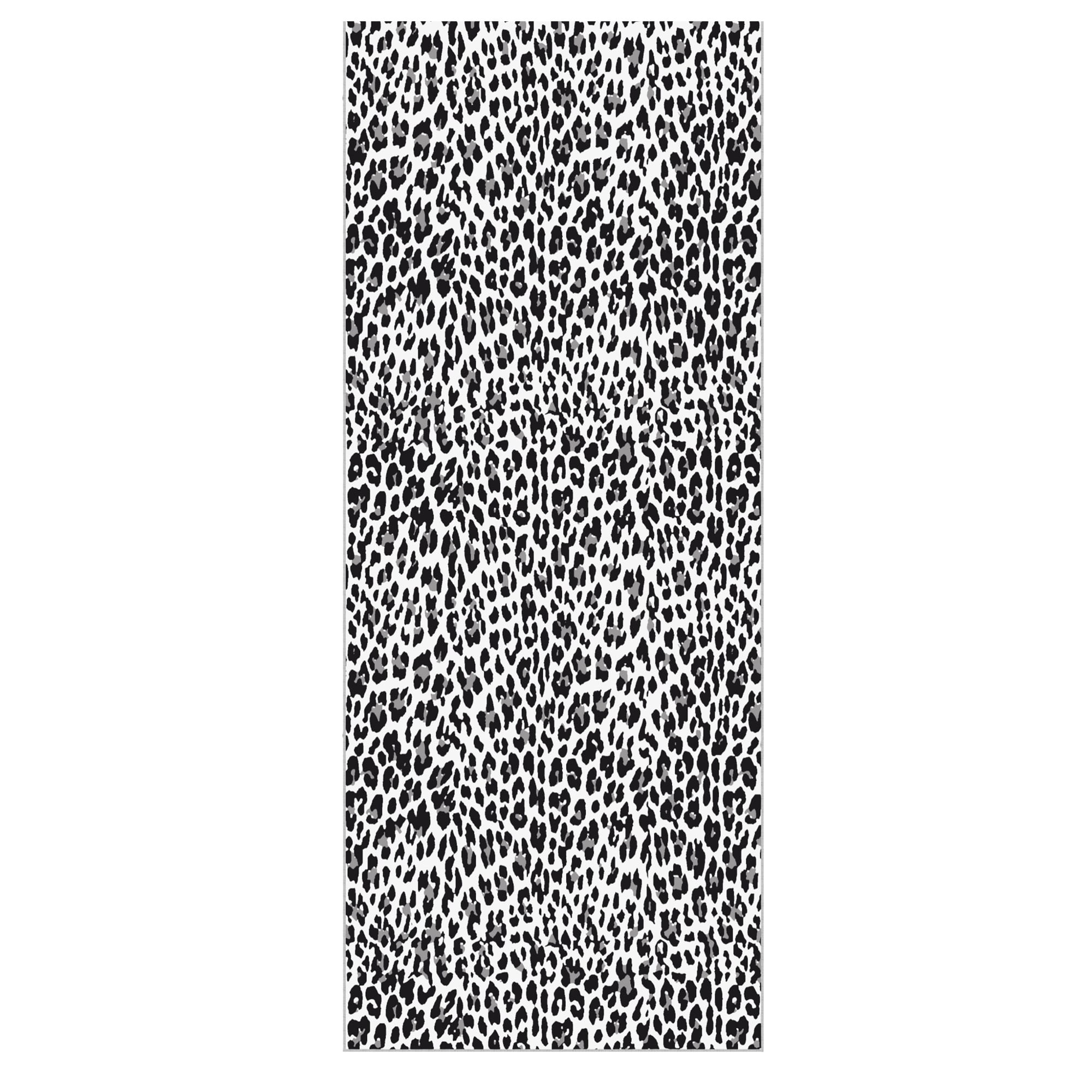 Ottomanson Aisle Runner Rug 2'7" x 41' Soft Non-Slip Indoor Rug, Leopard Print Black & White