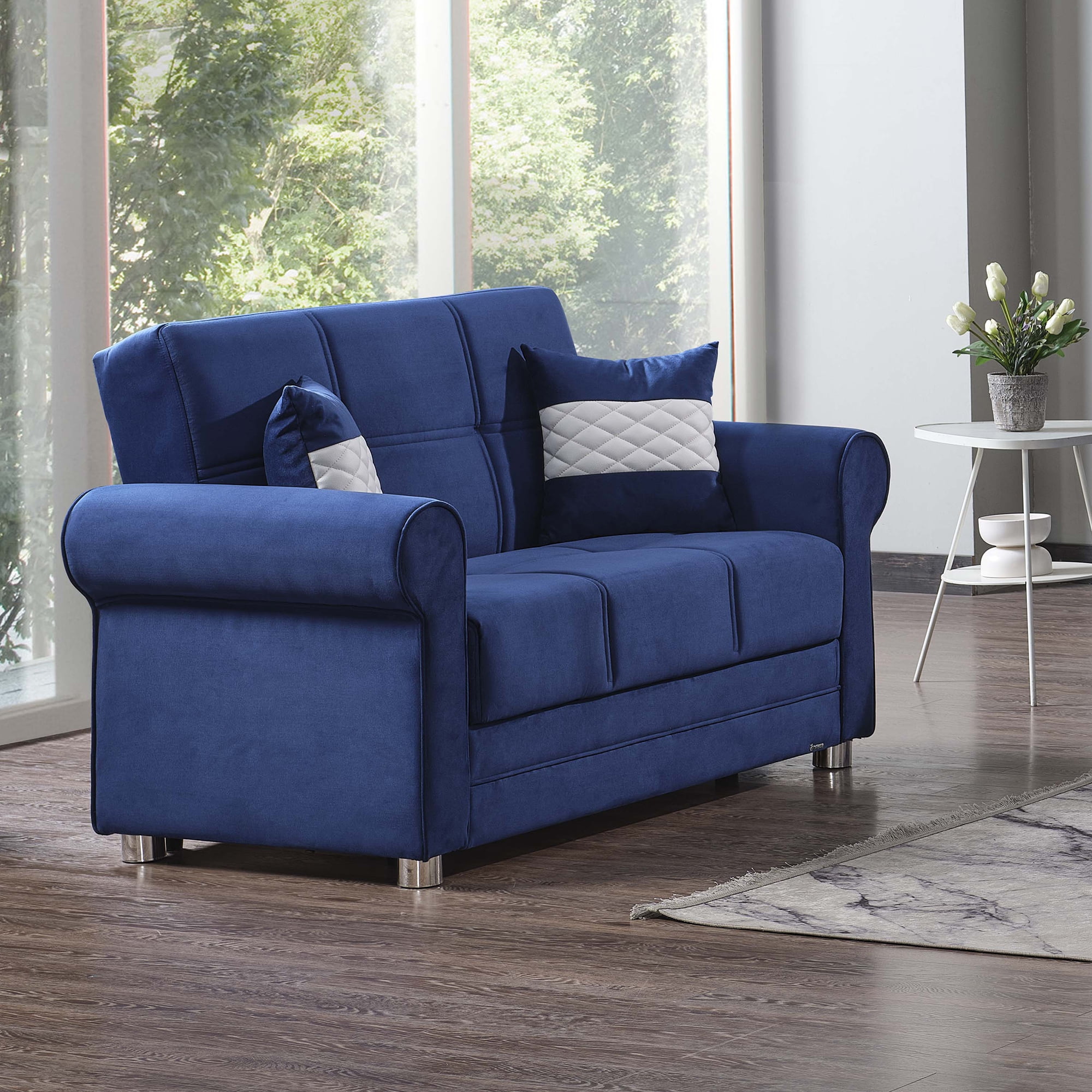 Blue microfiber loveseat deals