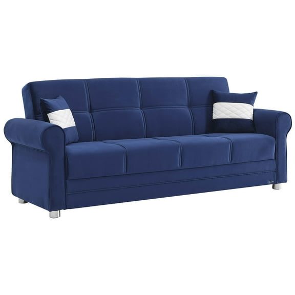 Ottomanson Andy Microfiber Convertible Sofa Bed with Storage, Blue