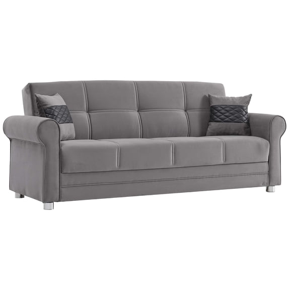 Ottomanson Andy Microfiber Convertible Sofa Bed with Storage, Gray