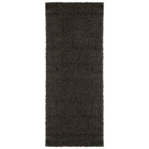 Ottomanson Angora Non-Slip Rubberback Solid 2x5 Soft Indoor Runner Rug, 20" x 59", Black