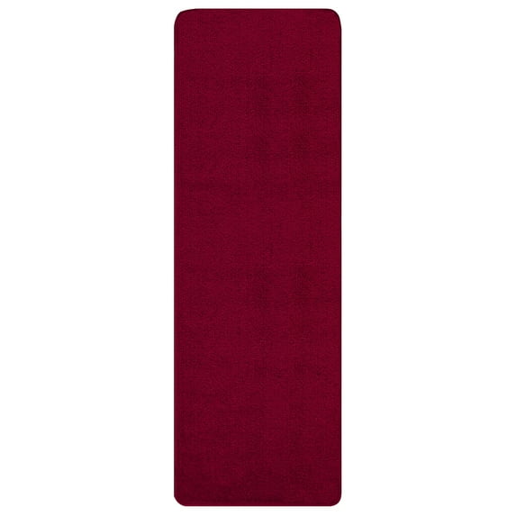Ottomanson Angora Rubberback Solid Design Runner Rug, 20" x 59", Red