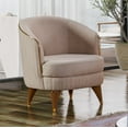thumbnail image 1 of Ottomanson Barrel Accent Chair Microfiber Modern Armchair for Living Room, Beige, 1 of 5